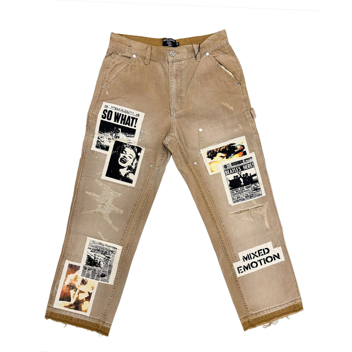 Mixed Emotions “Newspaper” Carpenter Pants Khaki