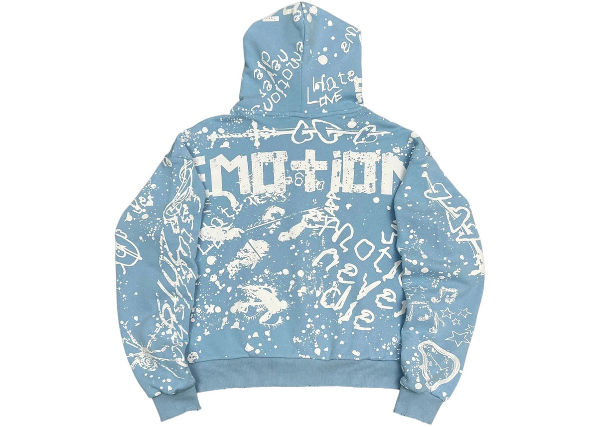 Mixed Emotion Graffiti Hoodie Blue
