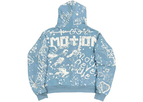 Mixed Emotion Graffiti Hoodie Blue