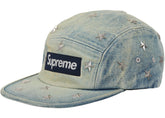 Supreme Stars Studded Denim Camp Cap Washed Indigo