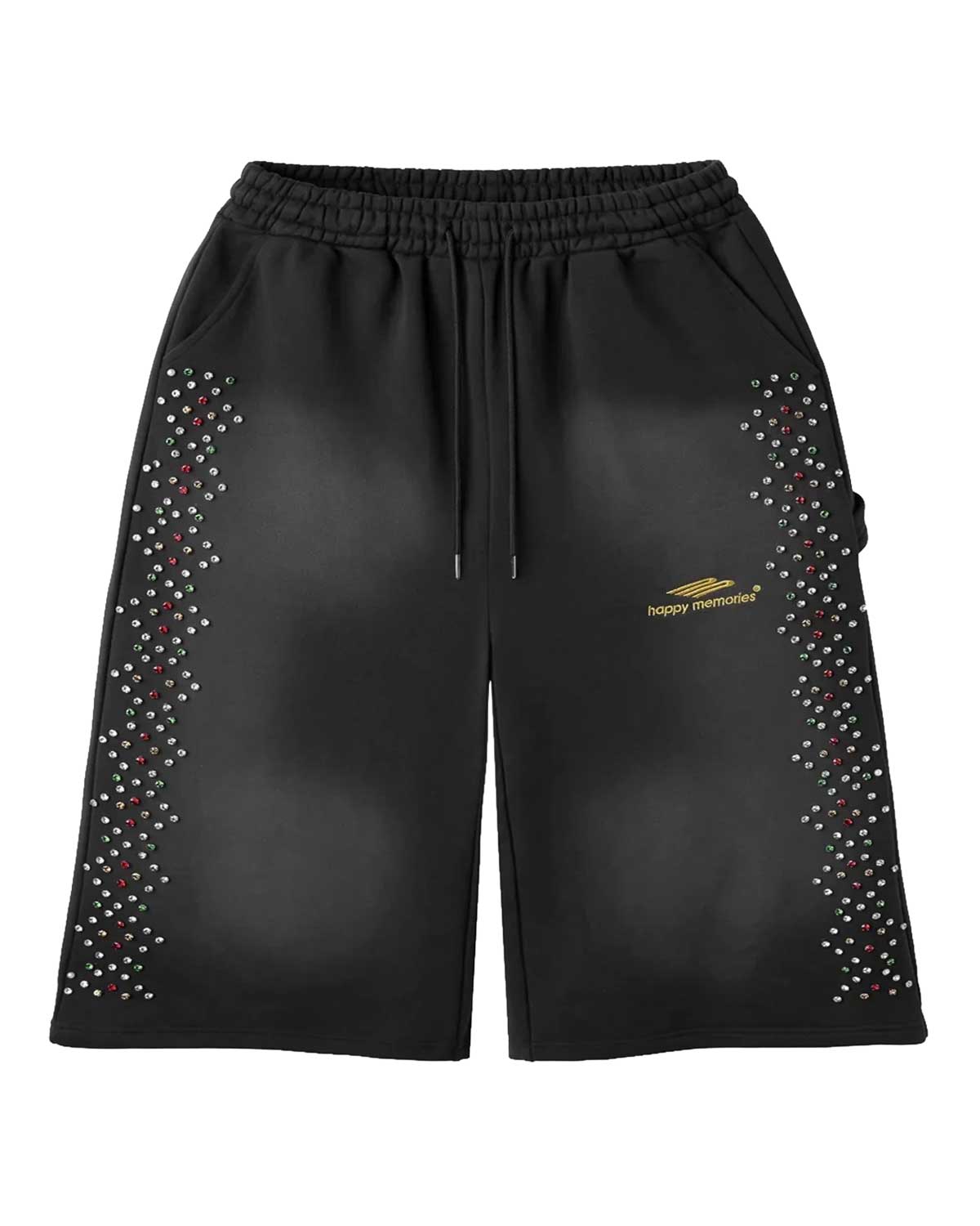 Happy Memories Don't Die Crystal Quarter Shorts Black