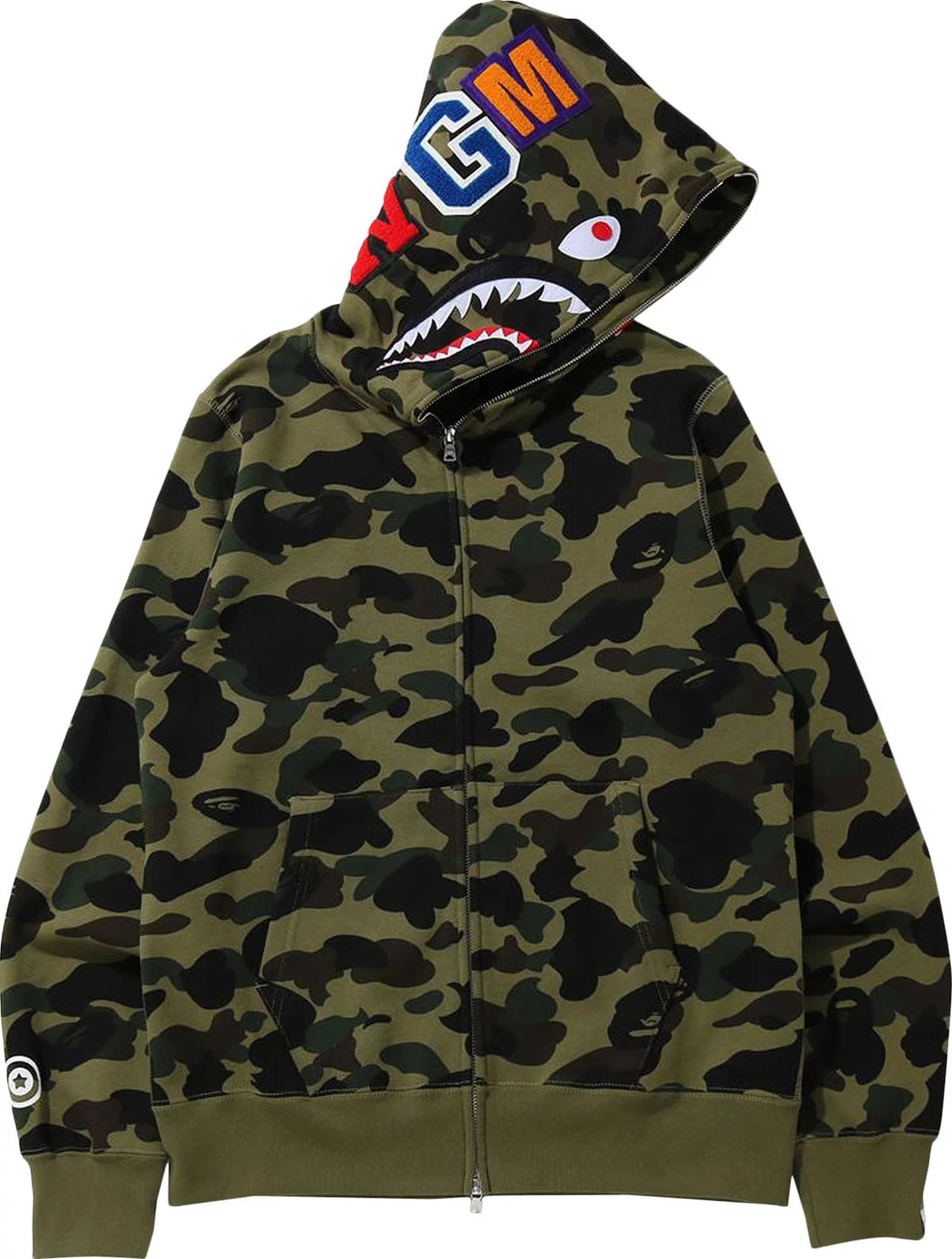 Bape 1st Camo Shark Full Zip Hoodie Green Camo