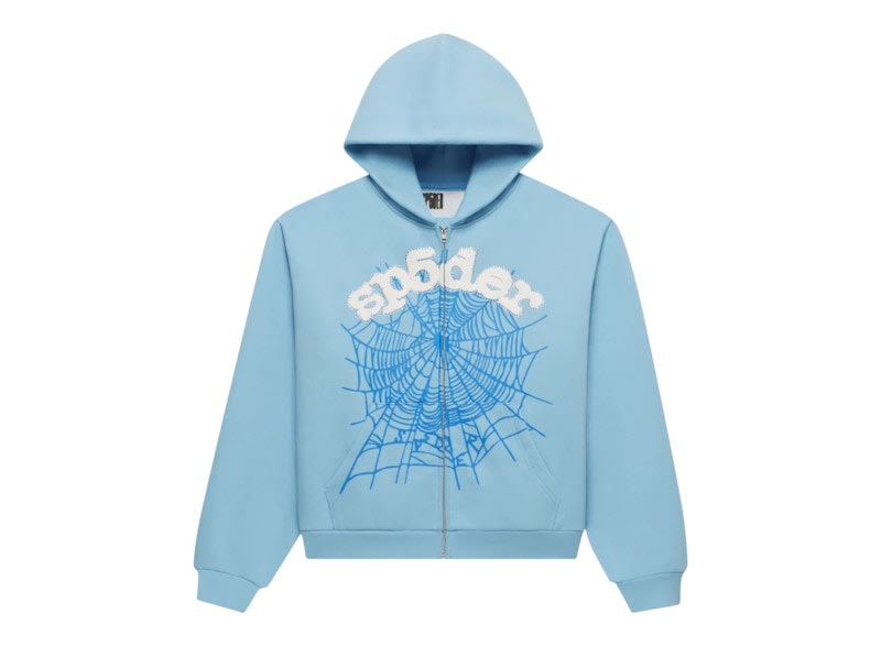Sp5der OG Web Zip Up Hoodie (SS26) Sky Blue