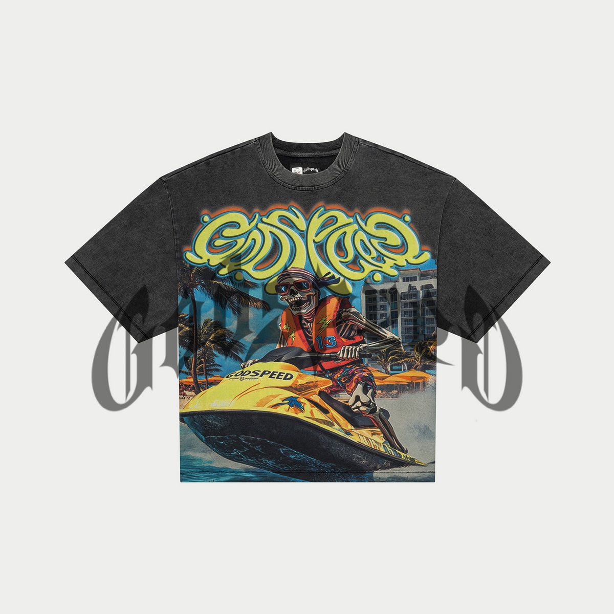 Godspeed Wave Runner Black Wash Tee