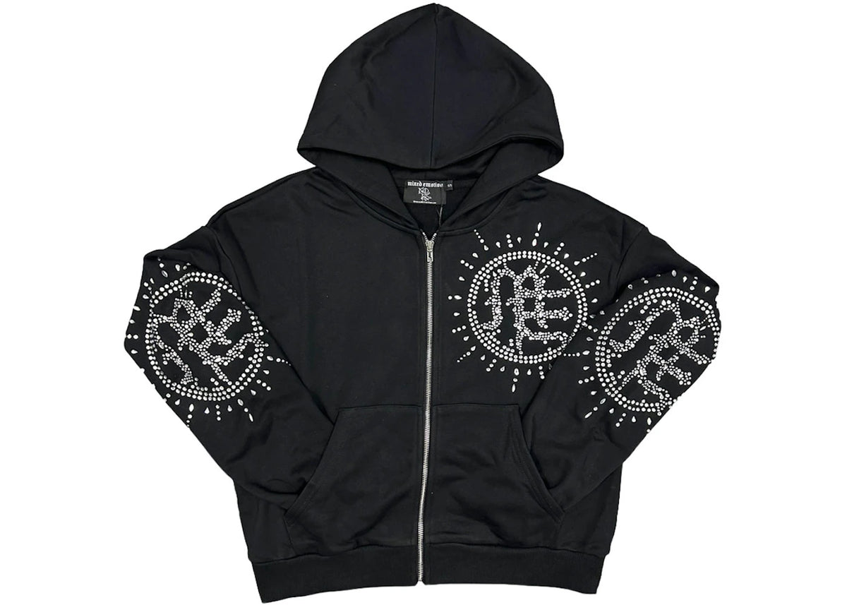 Mixed Emotion Eclipse Rhinestone Hoodie Black