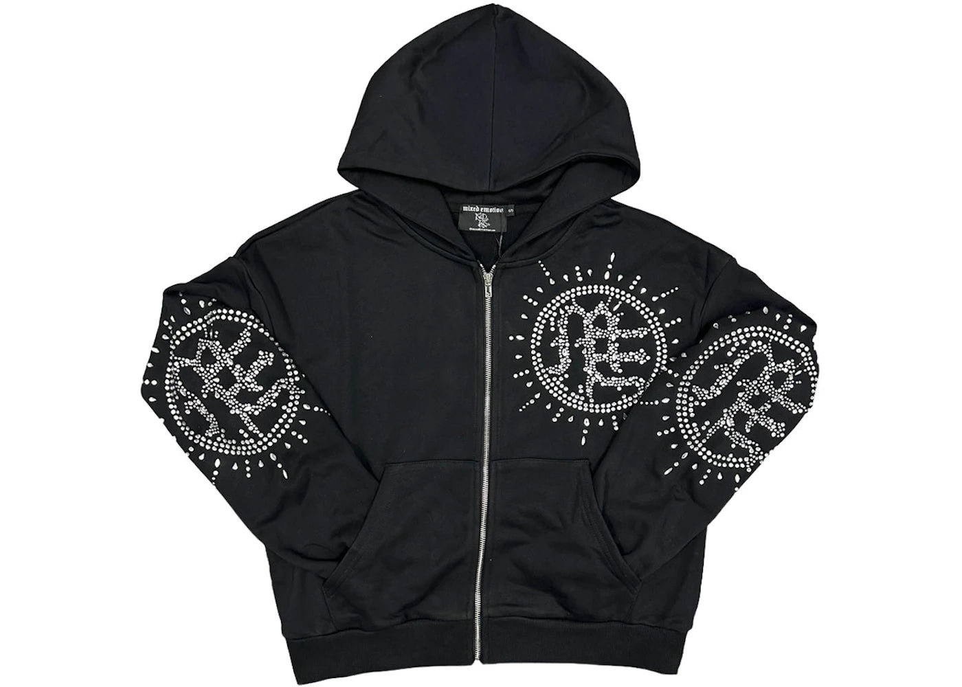 Mixed Emotion Eclipse Rhinestone Hoodie Black