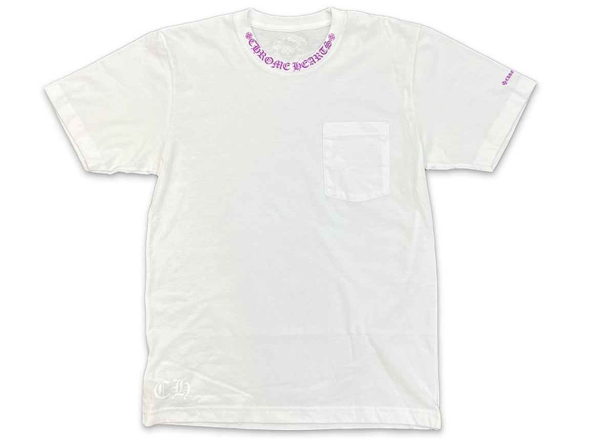 Chrome Hearts Purple Neck Logo T-Shirt White