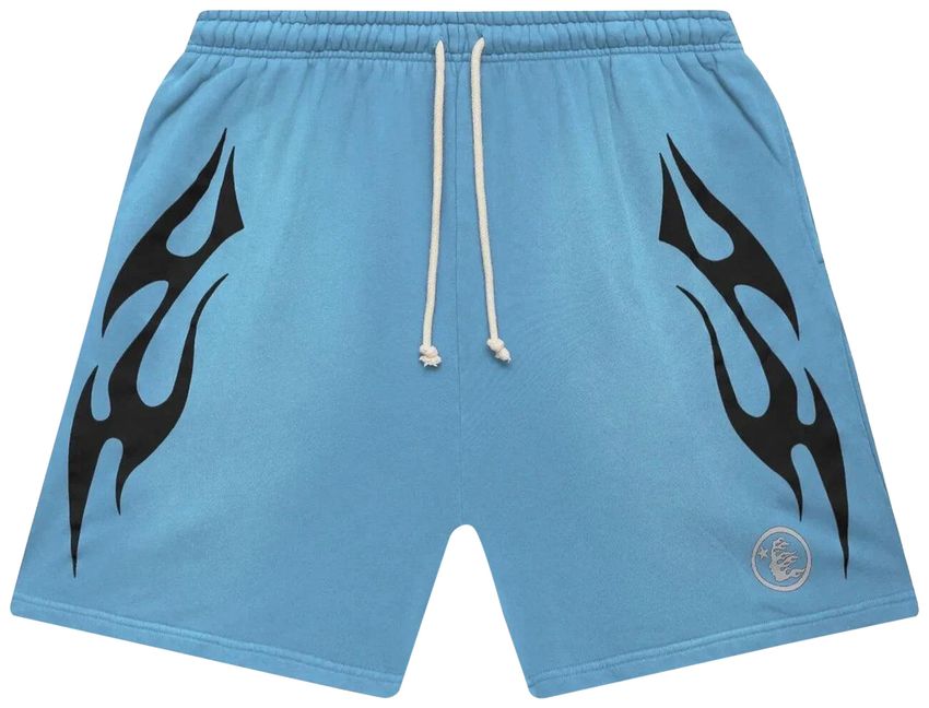 Hellstar Flame Shorts Baby Blue