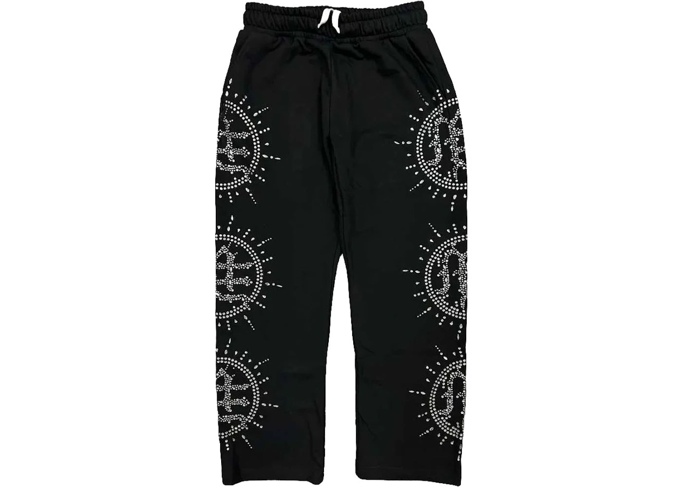 Mixed Emotion Eclipse Rhinestone Sweatpants Black