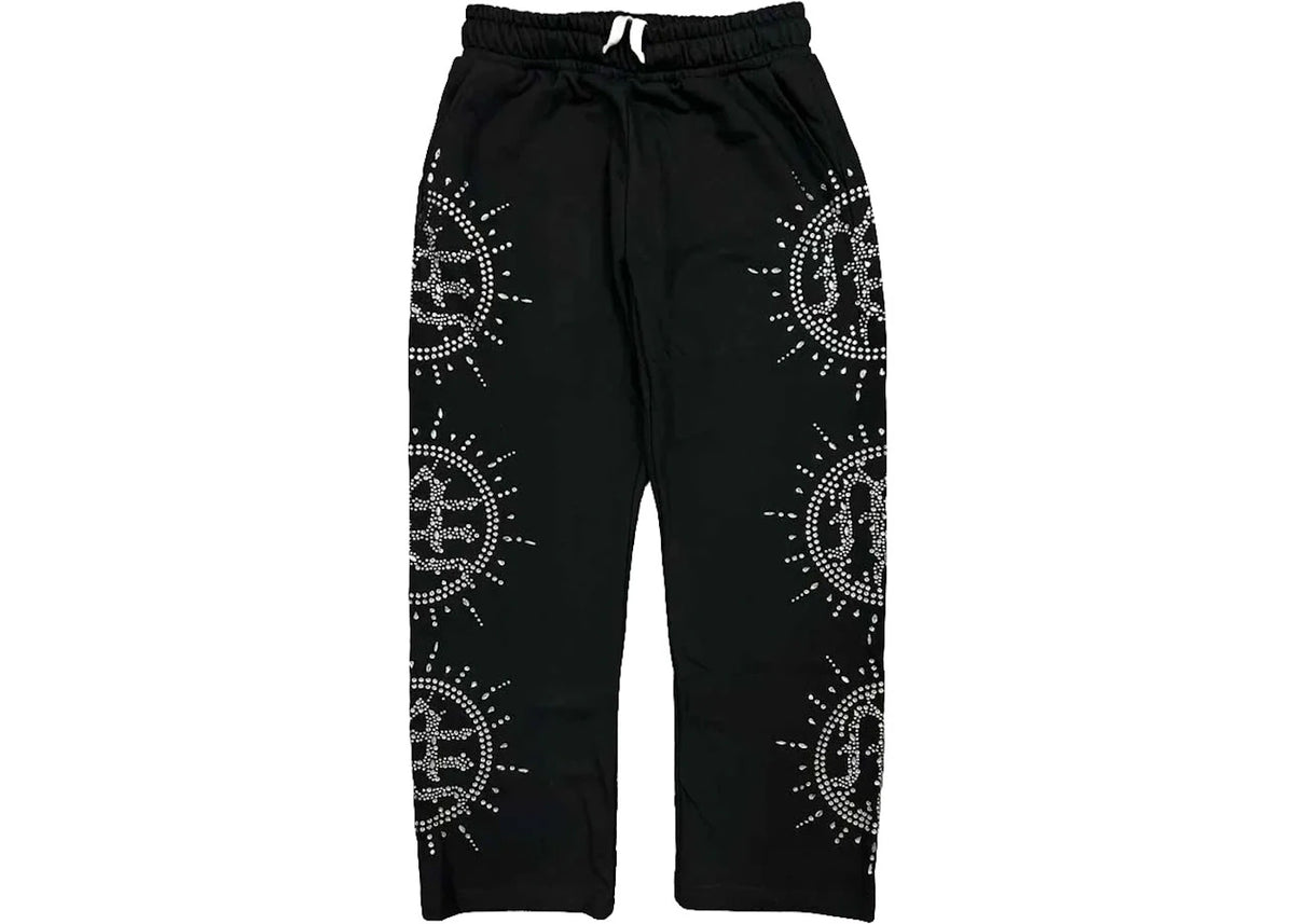 Mixed Emotion Eclipse Rhinestone Sweatpants Black