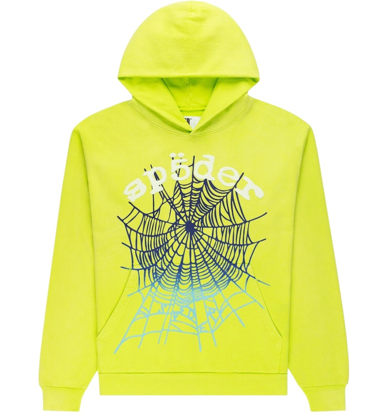 Sp5der Og Web V2 Gradient Hoodie Acid Green