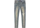 Purple Brand Mid Rise Destroy Paint Jeans Blue