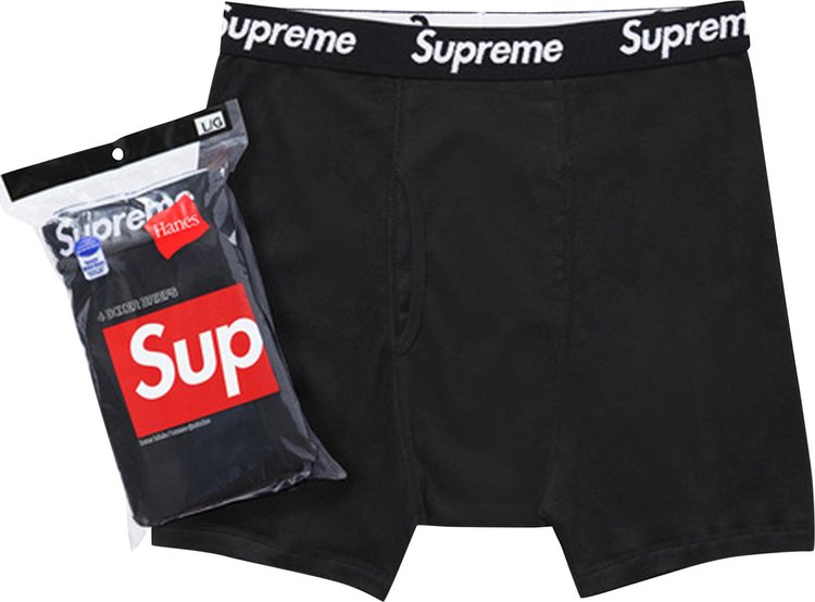 Supreme Hanes Boxer (4 Pack) Briefs Black