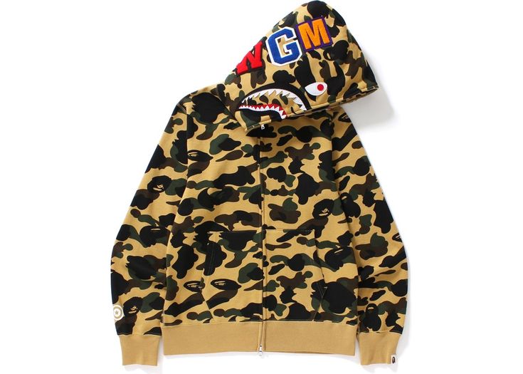 Bape 1st Camo Shark Full Zip Hoodie Yellow Camo