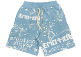 Mixed Emotion Graffiti Shorts Blue