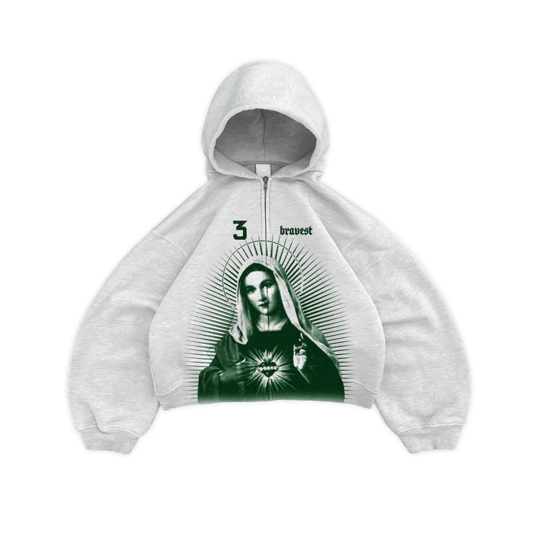 Bravest Studios Mary Zip Up Hoodie Grey