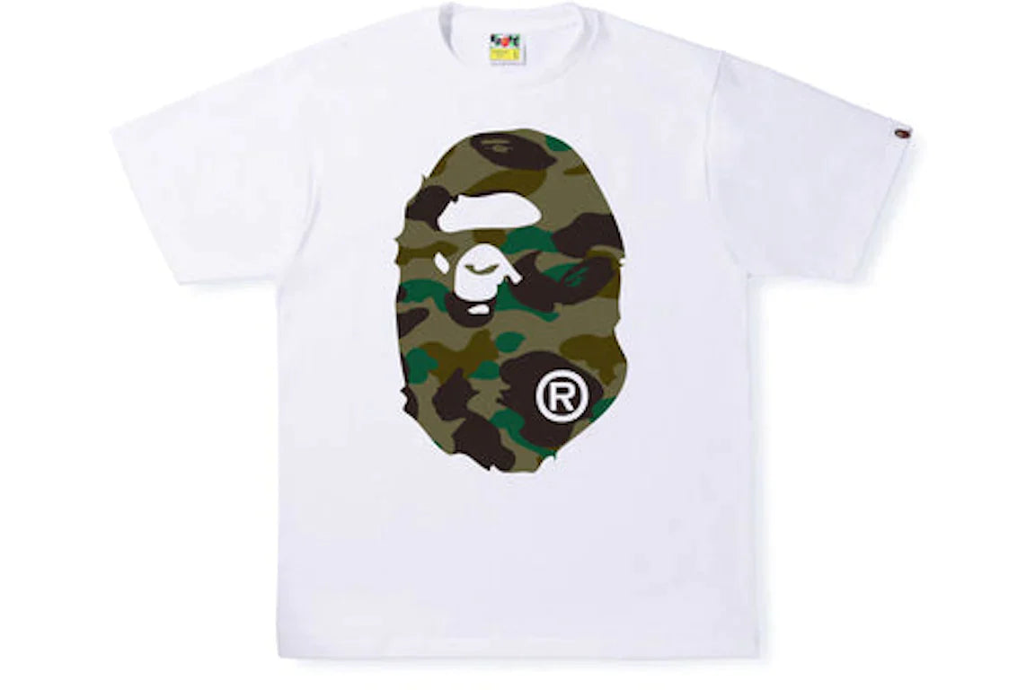 Bape 1st Camo Big Head White/Green T-Shirt