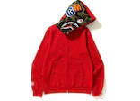 Bape Red Full Zip Up Hoodie Half Shark Half Tiger