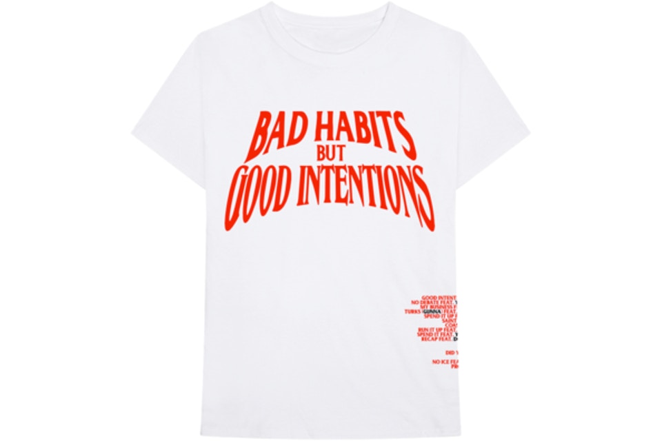 VLone x Nav "Bad Habits but Good Intentions" White Tee
