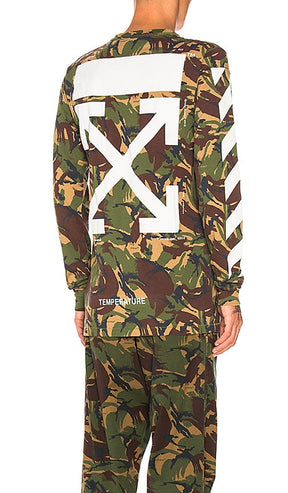 Off-White Long Sleeve Diagonal Camo Tee