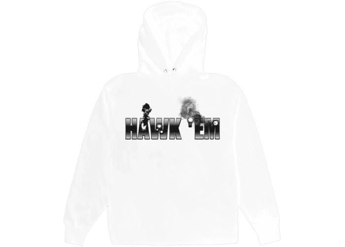 VLone x Popsmoke "Hawk Em" White Hoodie