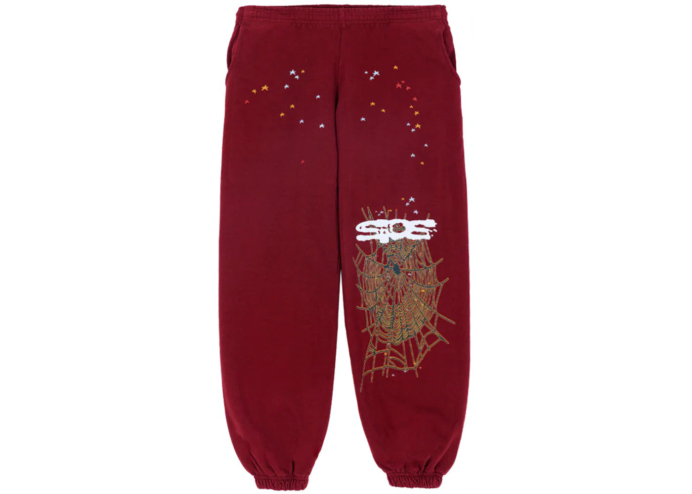 Sp5der Logo Sweatpants Maroon