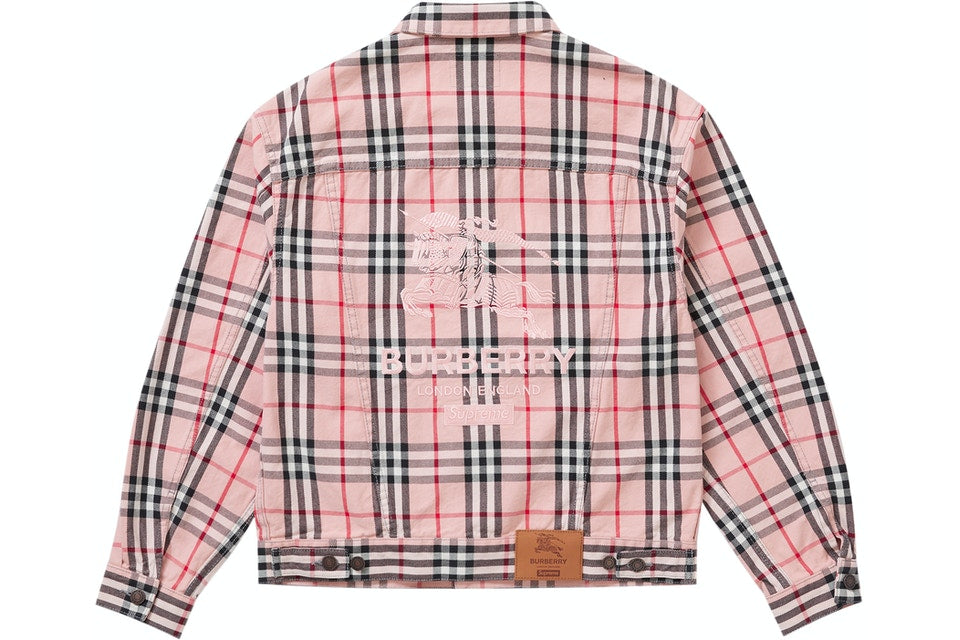 Supreme Burberry Denim Trucker Jacket Pink