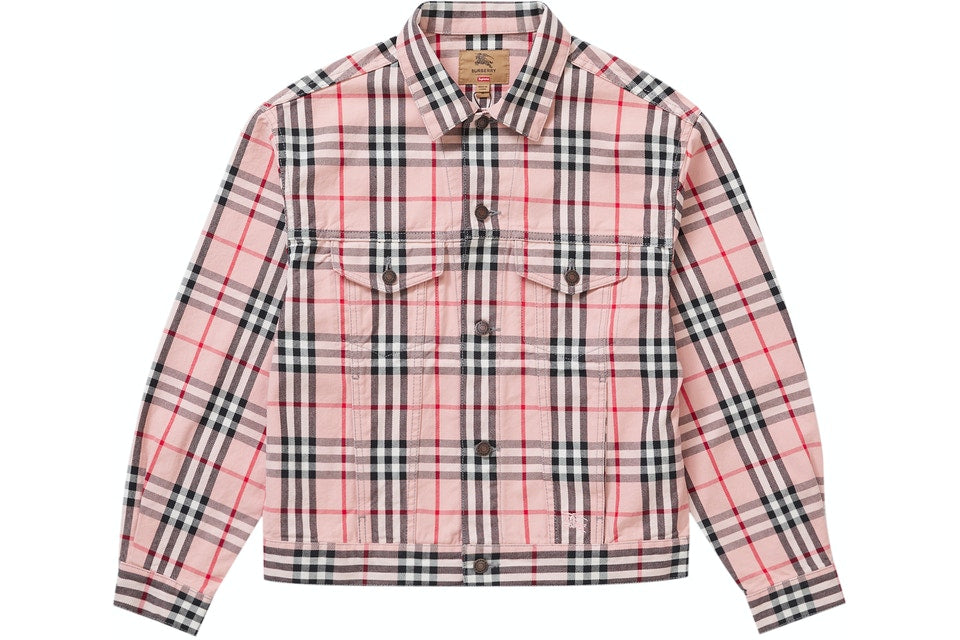 Supreme Burberry Denim Trucker Jacket Pink