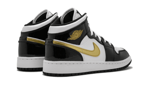 Air Jordan 1 Mid Patent Black White Gold" GS