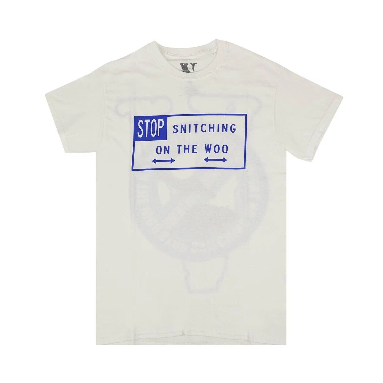 Vlone x Pop Smoke Stop Snitching T-Shirt White/Blue